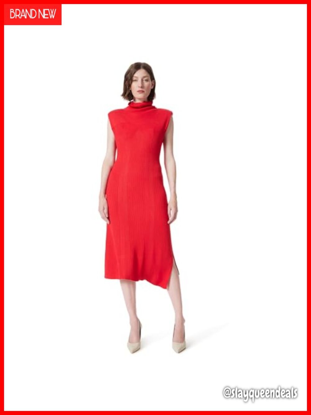 Asymmetric Ribbed Knit Dress Sleeveless Turtleneck Casual Pullover